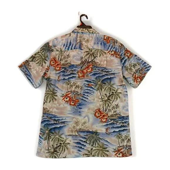 Hawaiian Tropical Men's Button Front Shirt Medium Colorful Floral multicolor Top - Picture 7 of 11